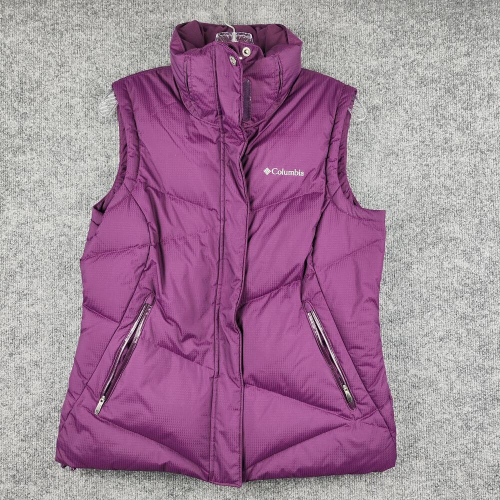 Columbia Vest Womens Medium Purple Omni-Heat Puffer Quilted Zip Pockets Down